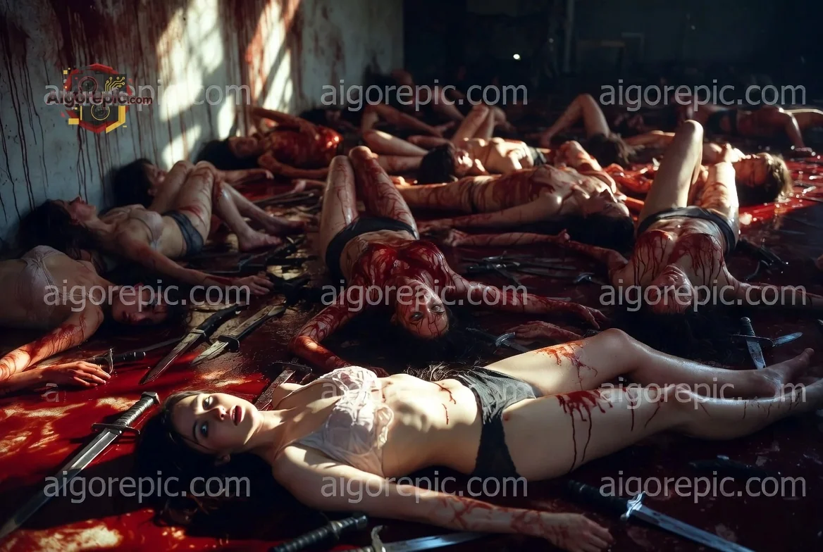 Bloodied Bodies Scene - AI Generated Horror