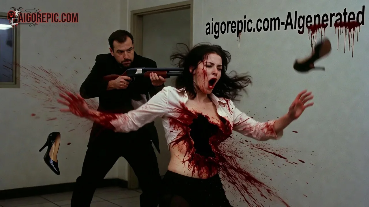 Bloody Shotgun Execution Scene - AI Generated Horror