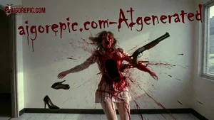 Bloody Woman with Shotgun