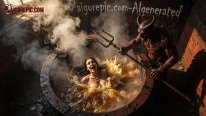 Demon Attacks Woman in Cauldron