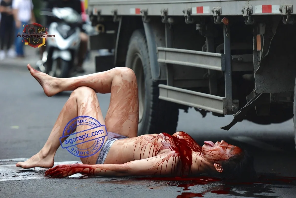 Fatal Road Accident Scene - AI Generated Horror