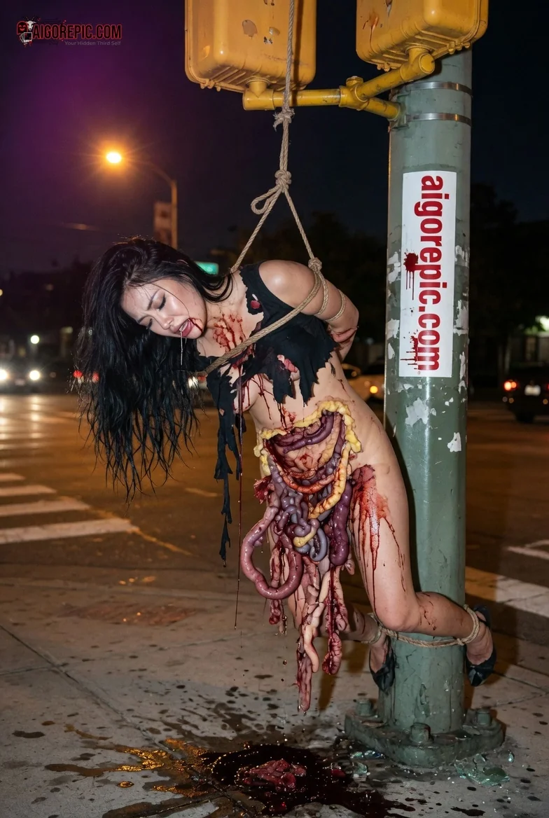 Gory Hanging Woman at Night - AI Generated Horror