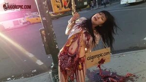 Gory Woman Hanging Urban Street