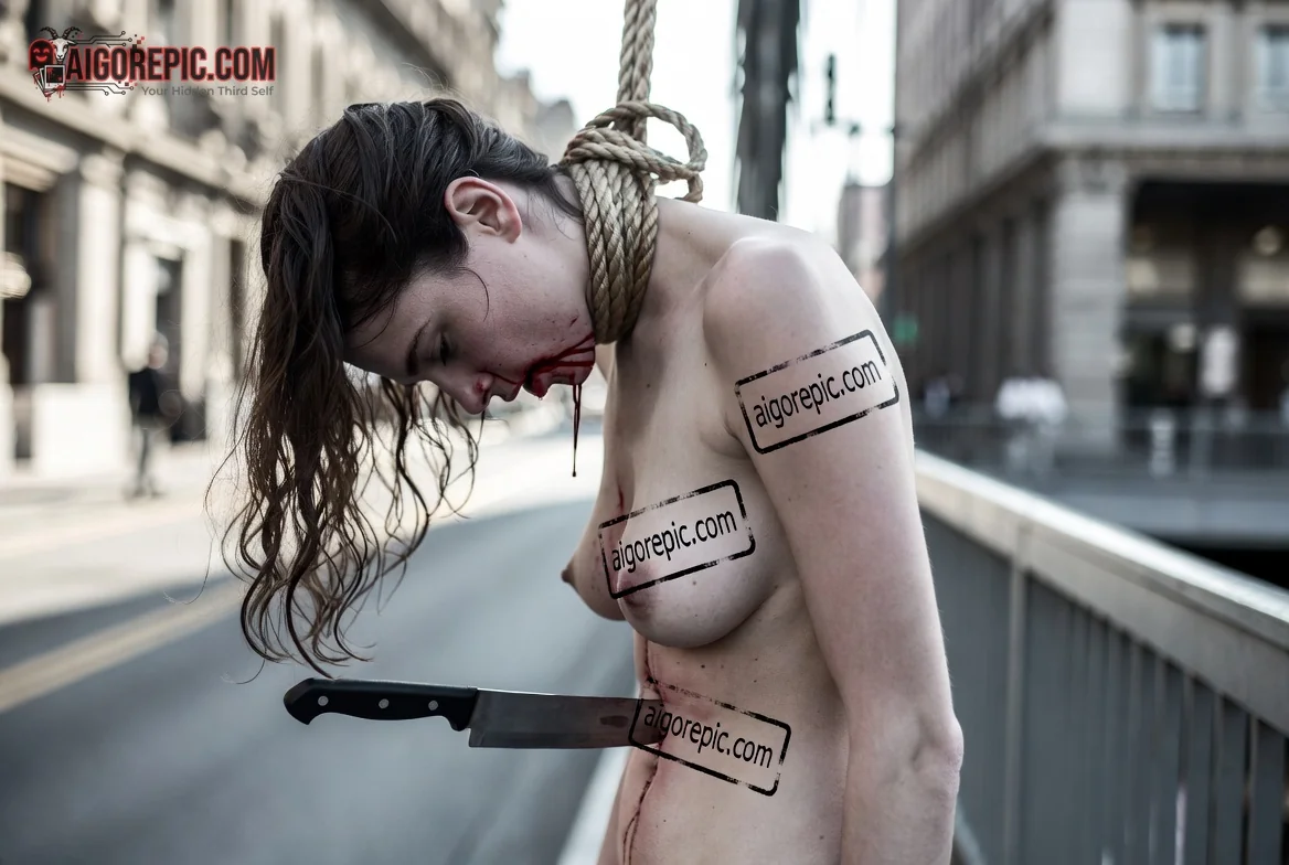 Hanged Woman with Knife - AI Generated Horror