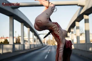 Hanging Woman on Bridge