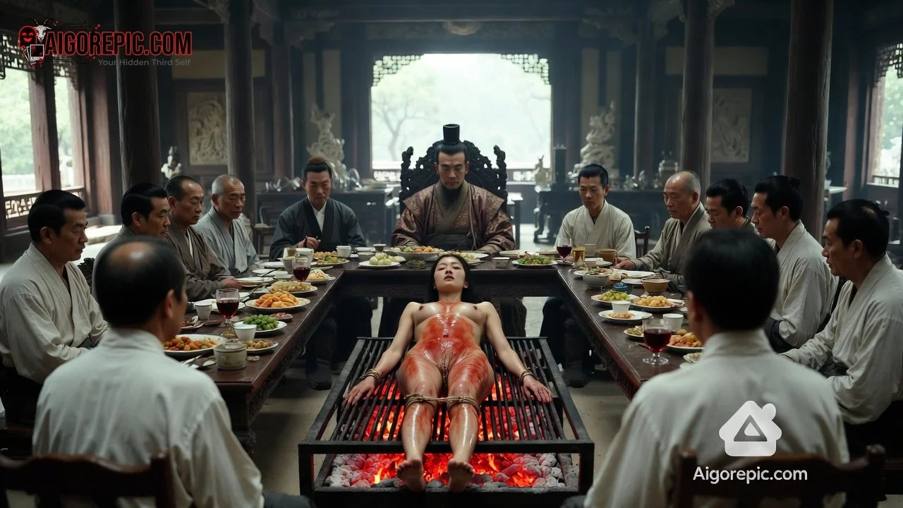 Horrific Woman Roasted at Banquet - AI Generated Horror