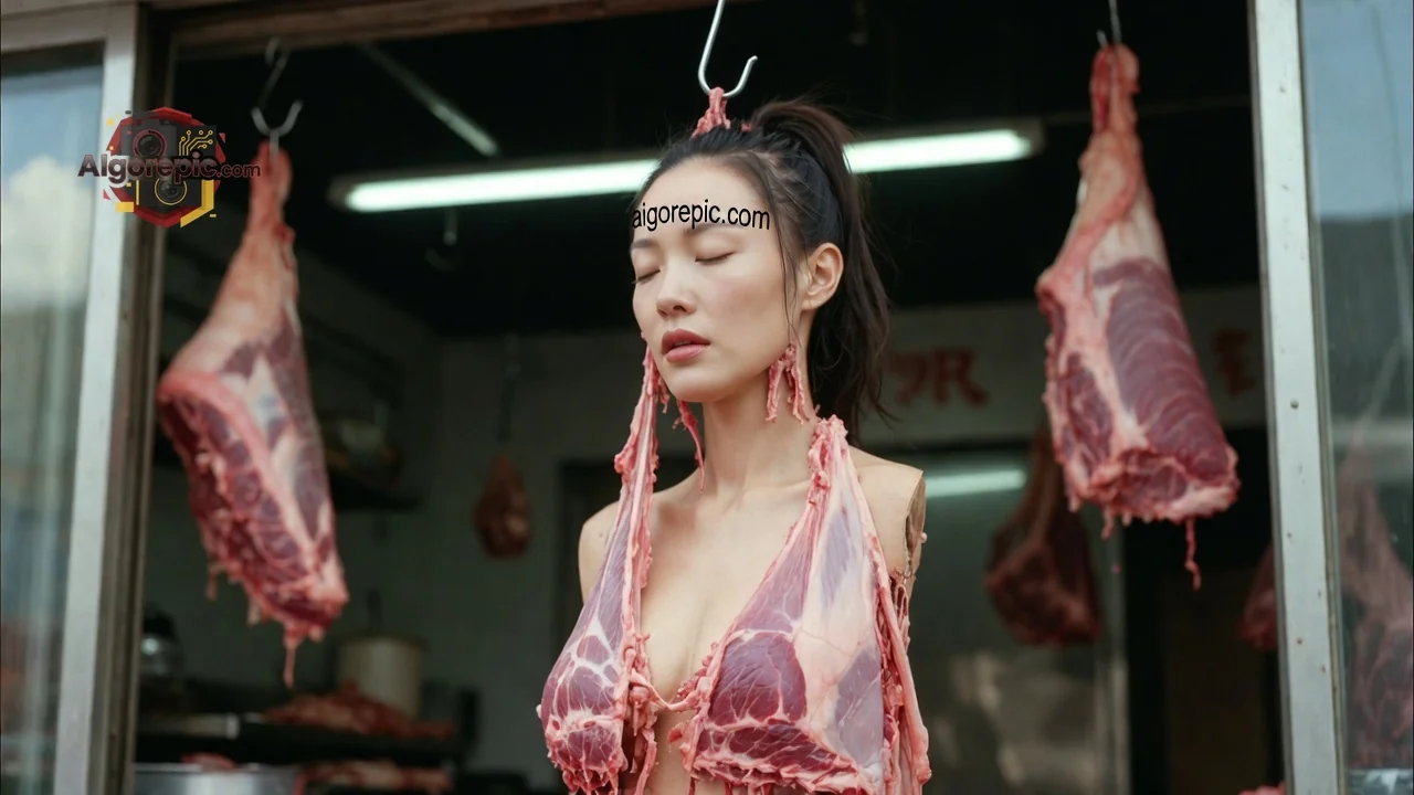 Meat Dress Display - AI Generated Horror