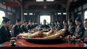 Naked Woman on Banquet Table