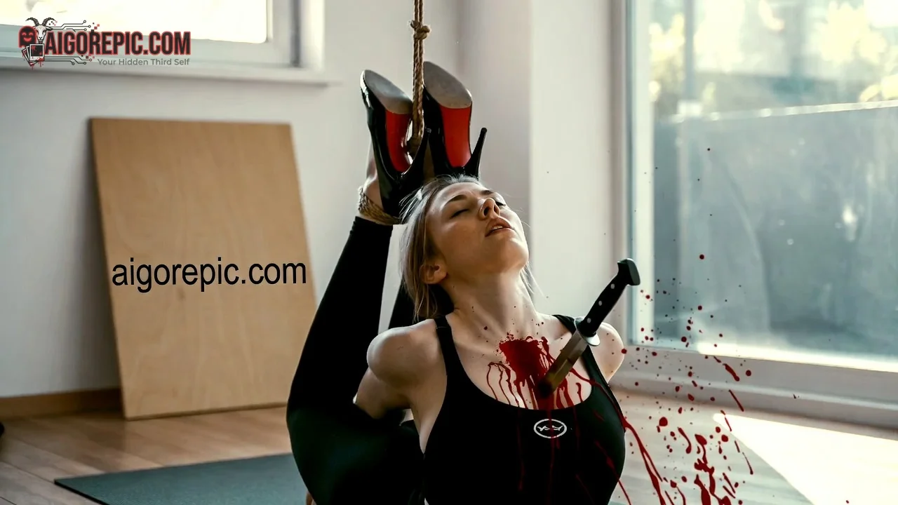 Suspended Woman with Knife - AI Generated Horror