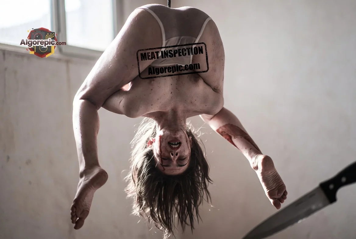 Suspended Woman with Knife - AI Generated Horror