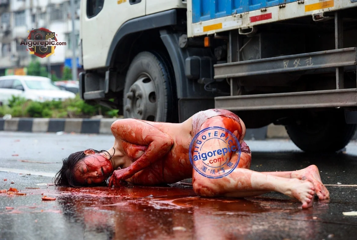 Tragic Street Accident Scene - AI Generated Horror