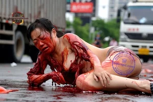 Woman Covered in Blood