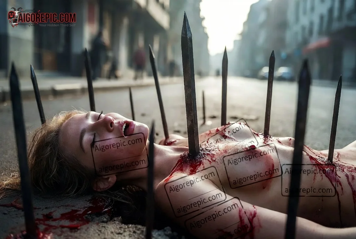 Woman Impaled on Spikes - AI Generated Horror