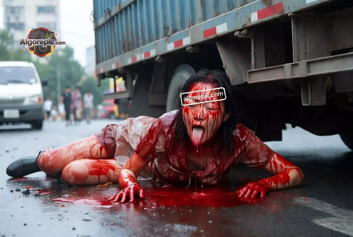 Woman in Bloody Accident - AI Generated Horror