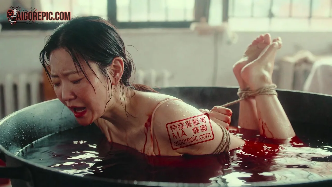 Woman in Bloody Water - AI Generated Horror