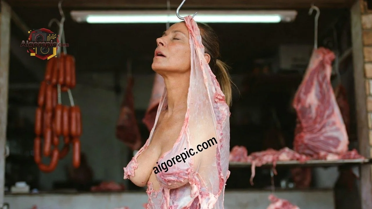 Woman in Butcher Shop - AI Generated Horror
