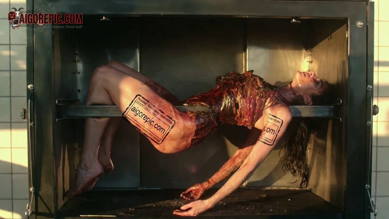 Woman in Industrial Box - AI Generated Horror