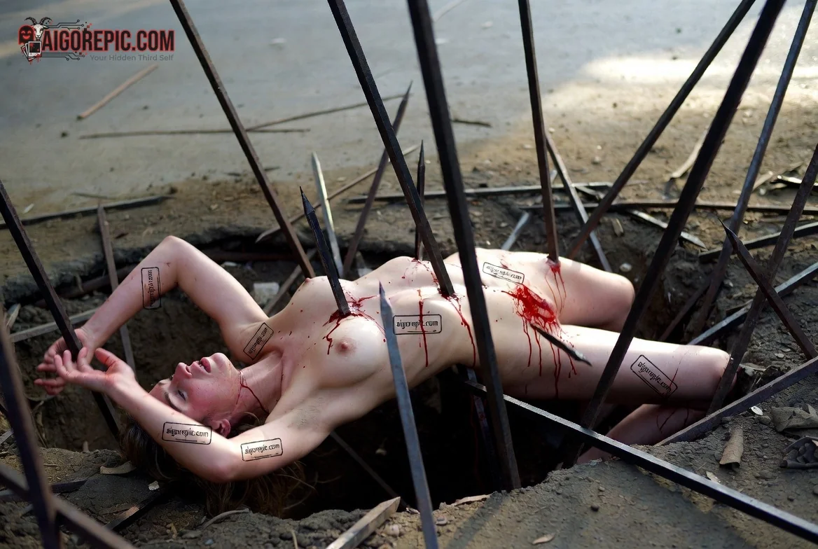 Woman in Spike Trap - AI Generated Horror