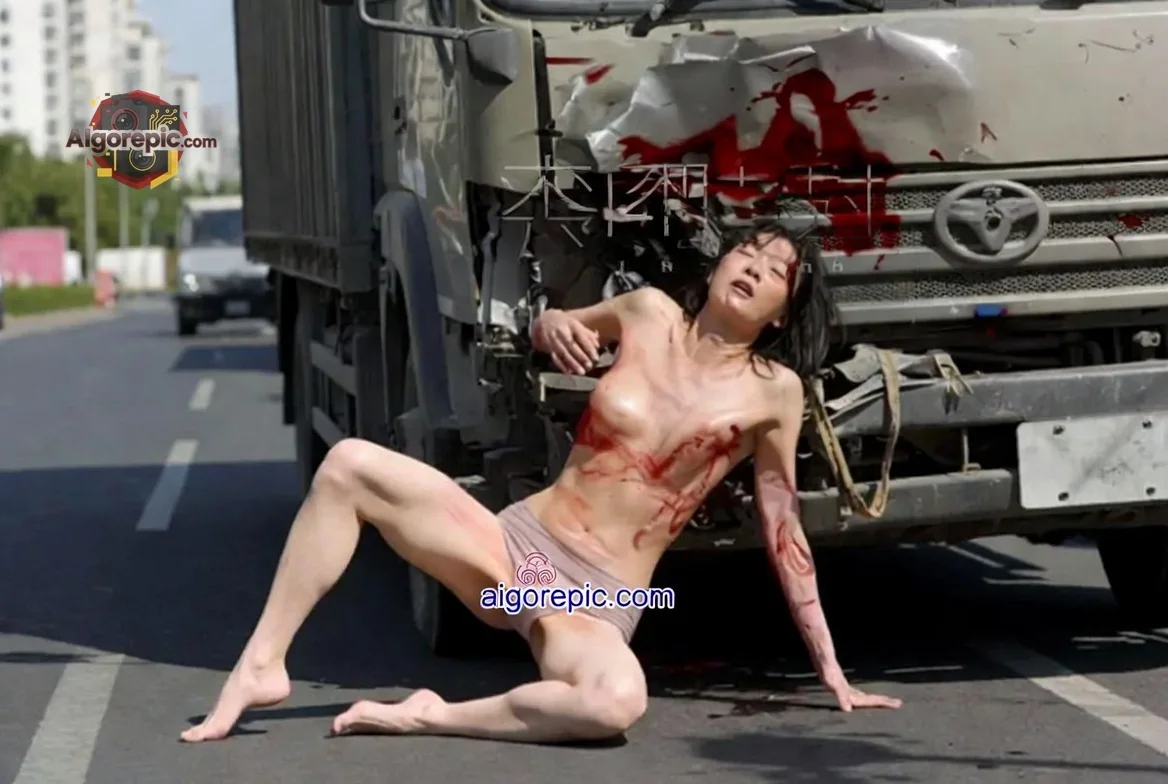 Woman in Truck Accident - AI Generated Horror