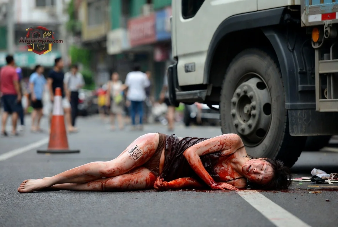 Woman Injured on Street - AI Generated Horror