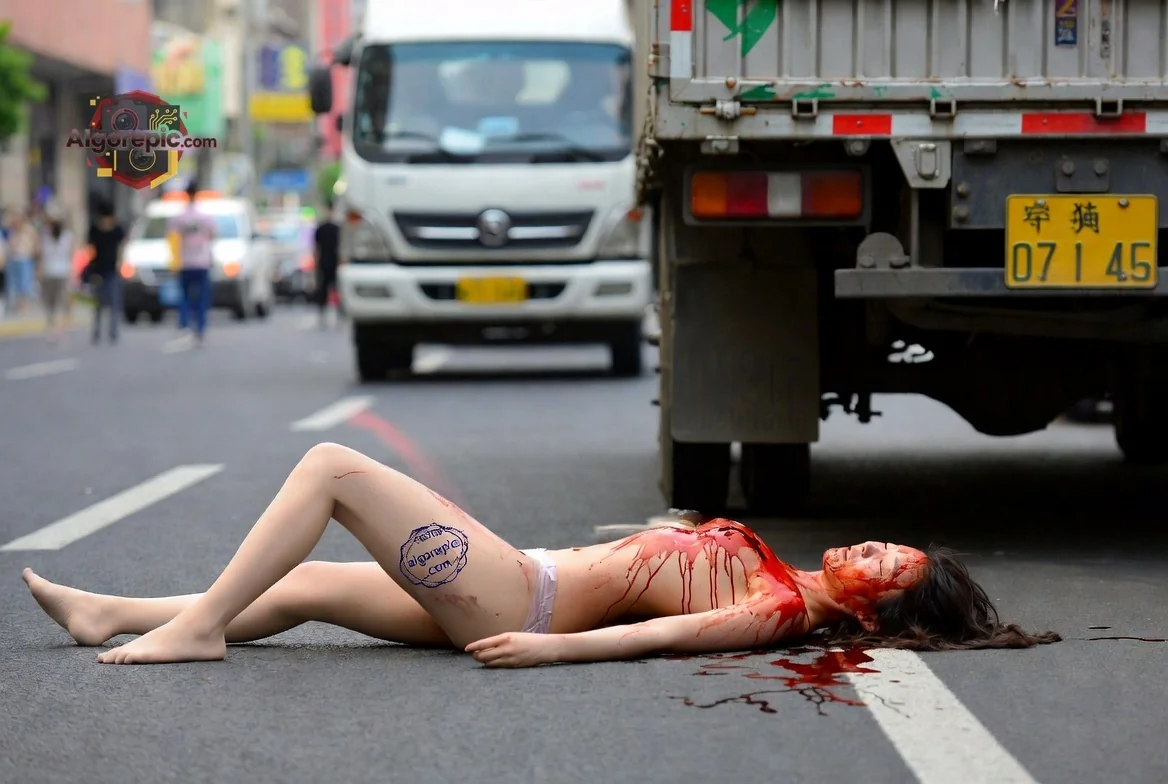 Woman on Street Accident - AI Generated Horror