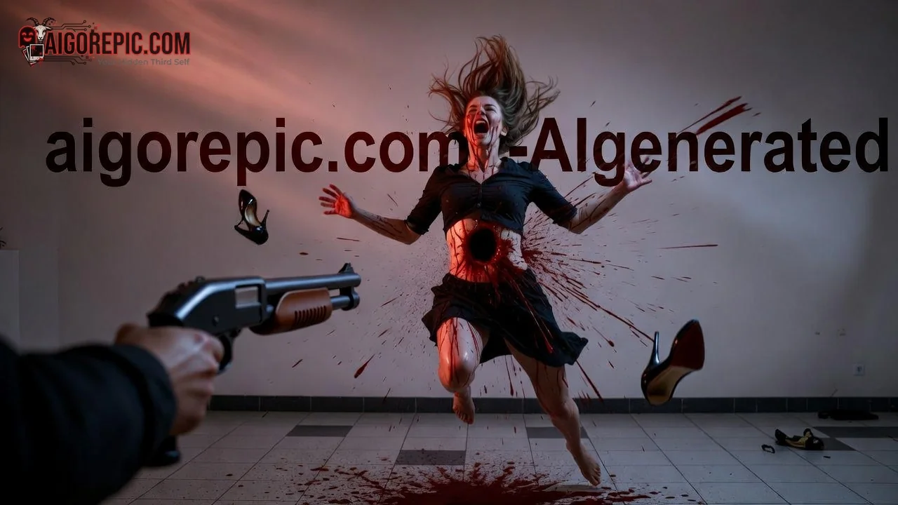 Woman Shot Mid-Air - AI Generated Horror