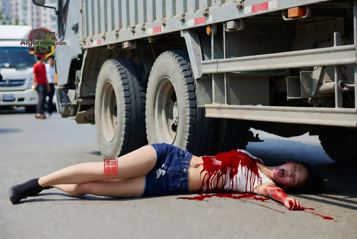 Woman Under Truck Accident - AI Generated Horror