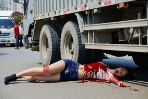 Woman Under Truck Accident