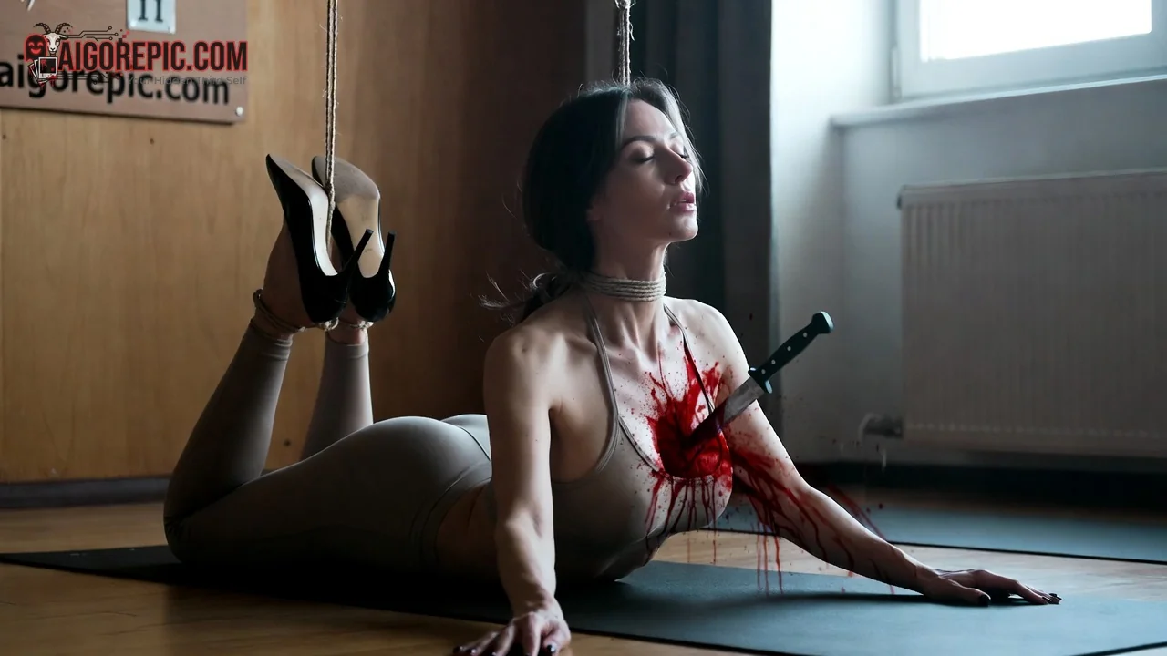 Woman with Knife in Chest - AI Generated Horror