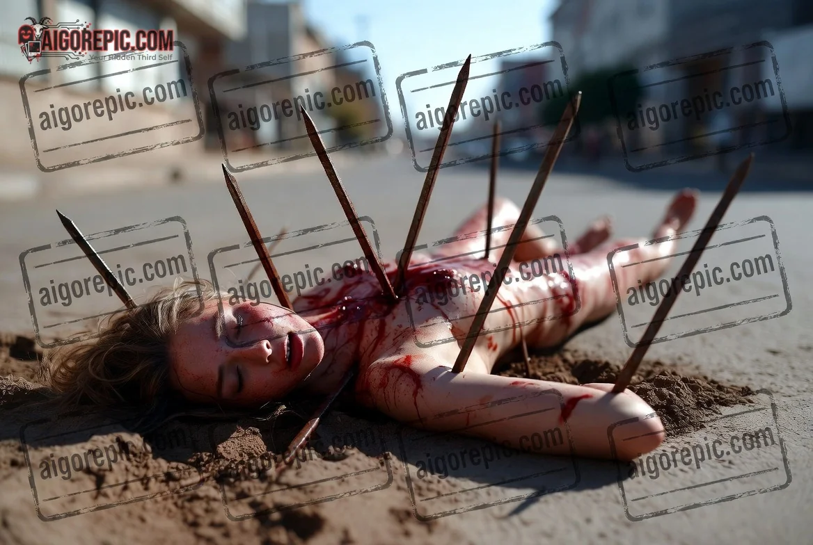 Woman with Spikes in Body - AI Generated Horror