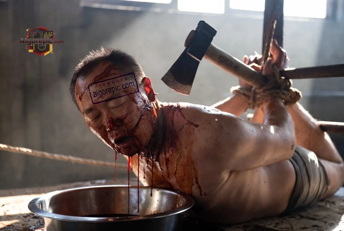 Bound Man with Axe - AI Generated Horror