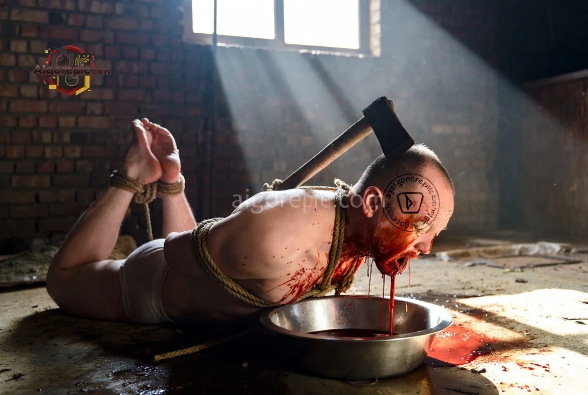 Bound Man with Axe - AI Generated Horror