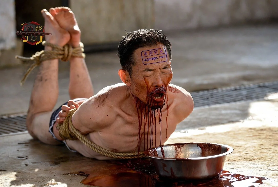 Bound Man with Blood - AI Generated Horror