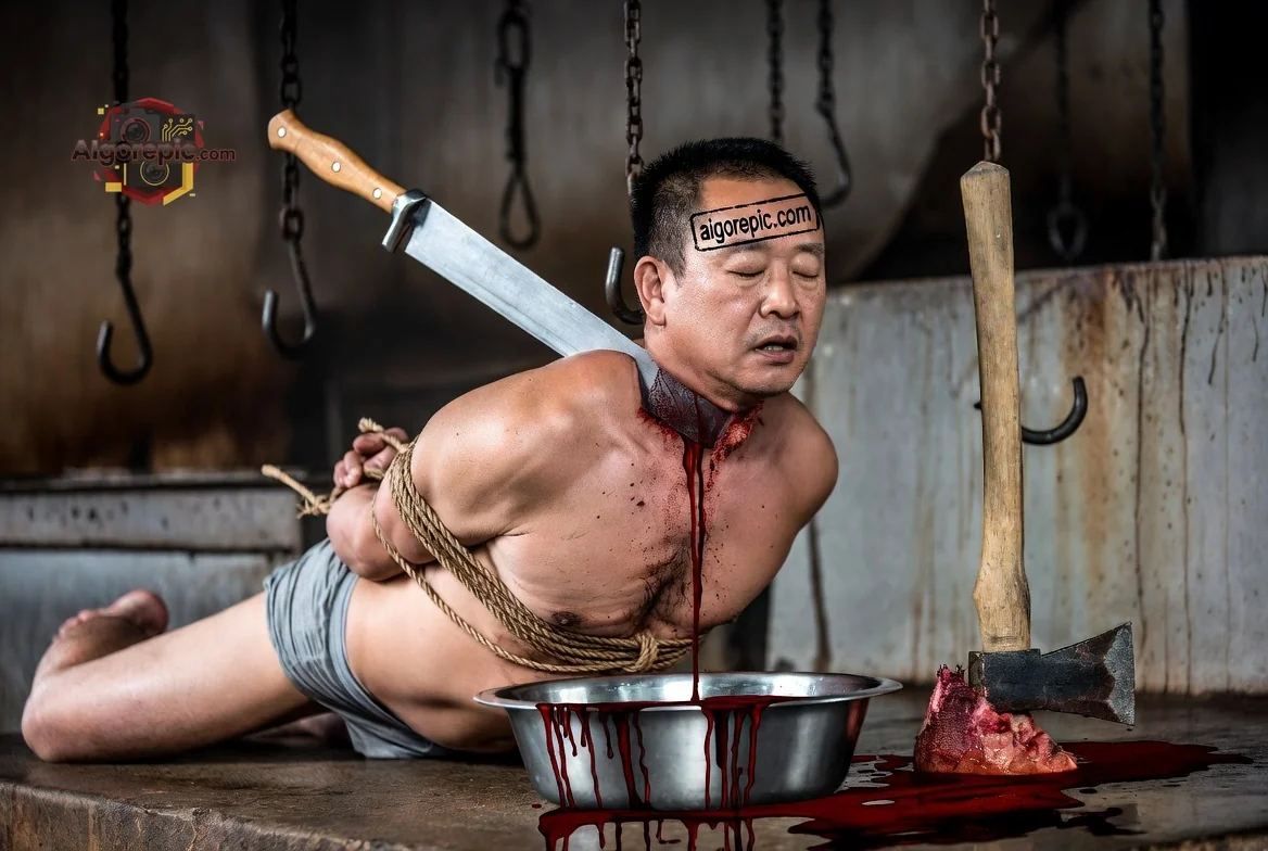 Bound Man with Blood - AI Generated Horror