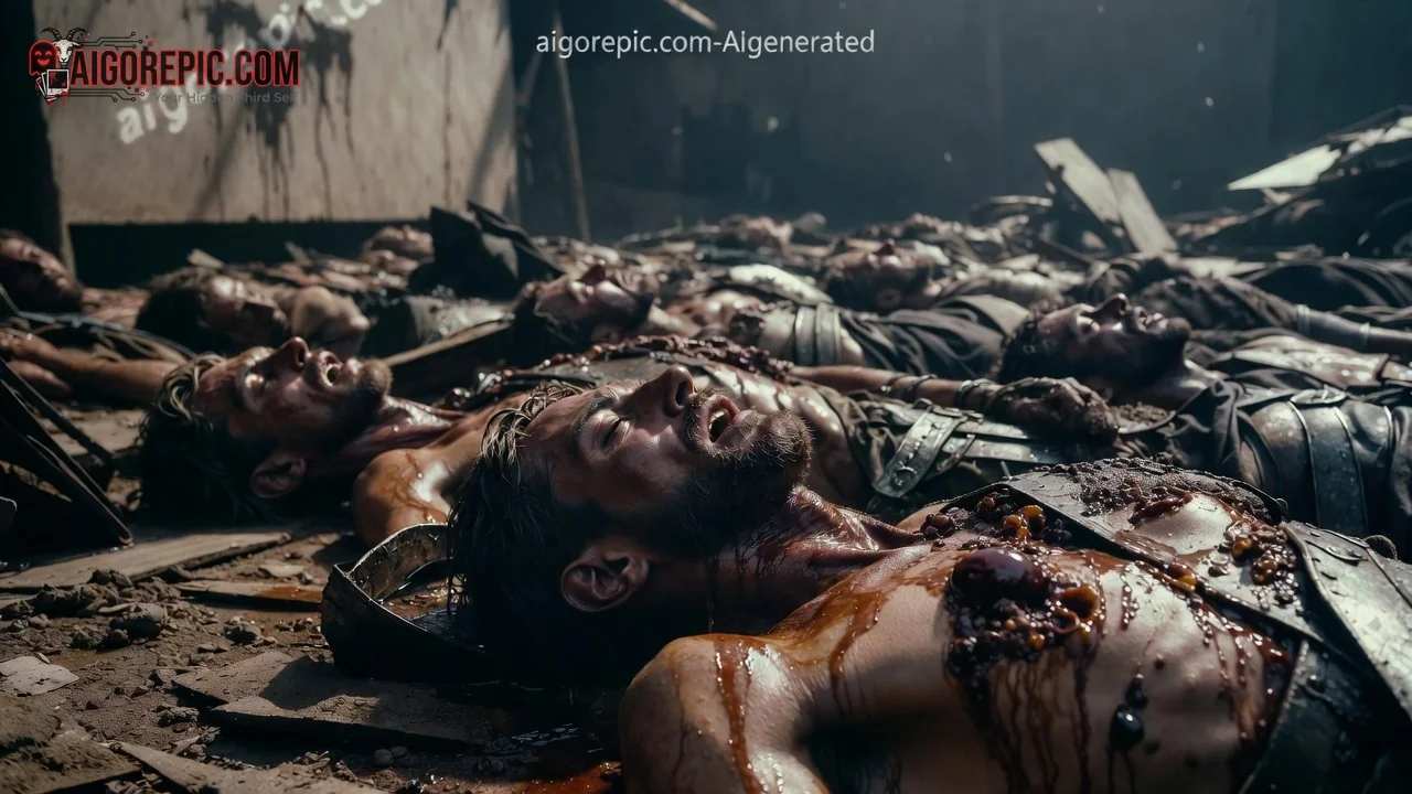Fallen Warriors in Blood - AI Generated Horror