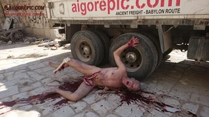 Gory Nude Man by Truck
