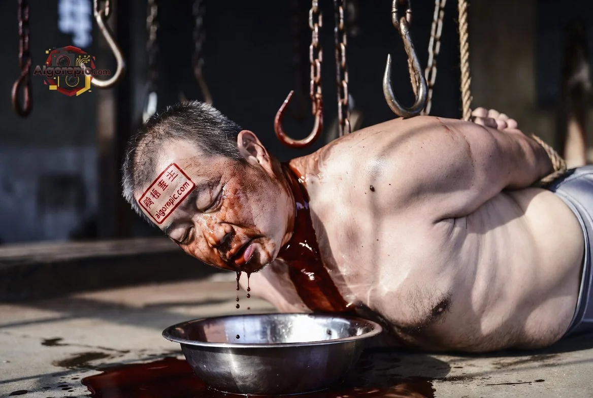 Man Bleeding Over Bowl - AI Generated Horror