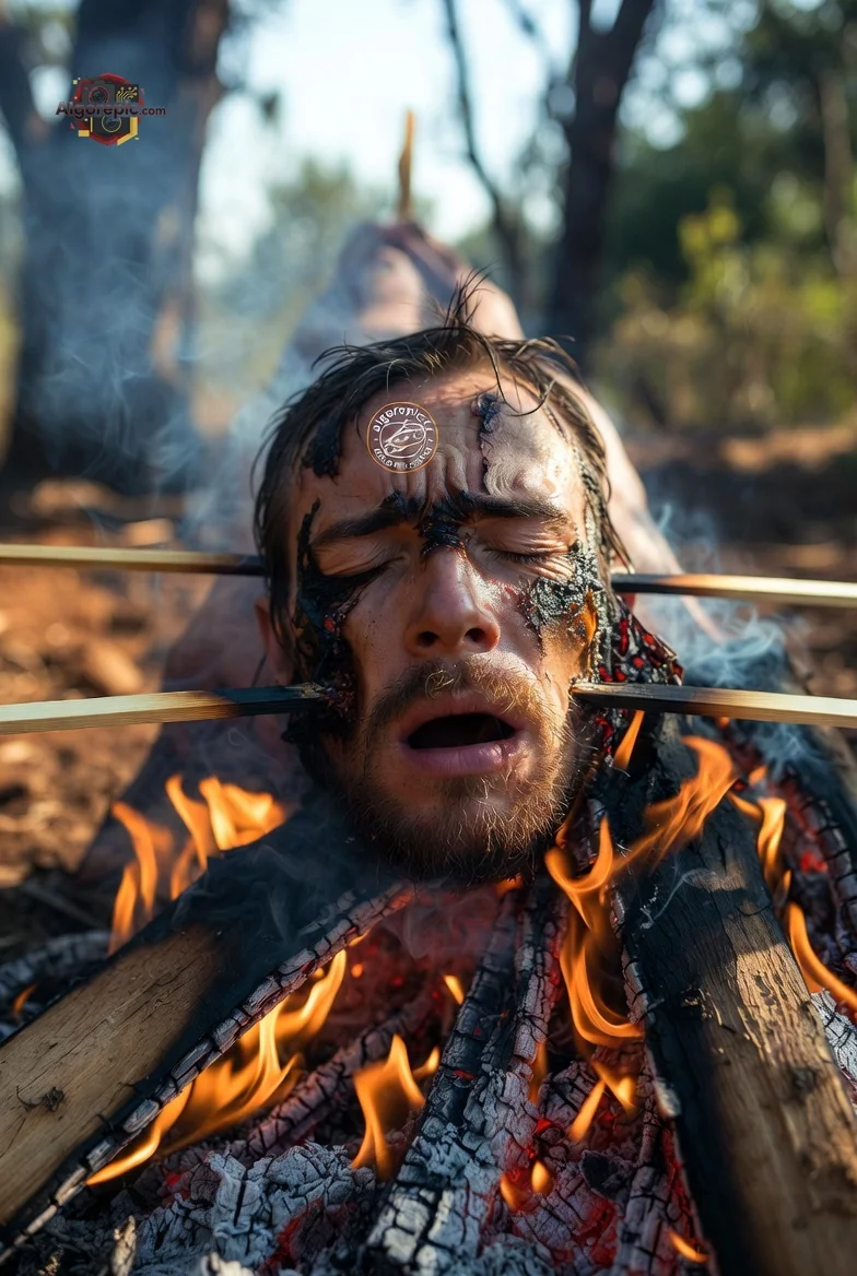 Man in Ritualistic Fire - AI Generated Horror