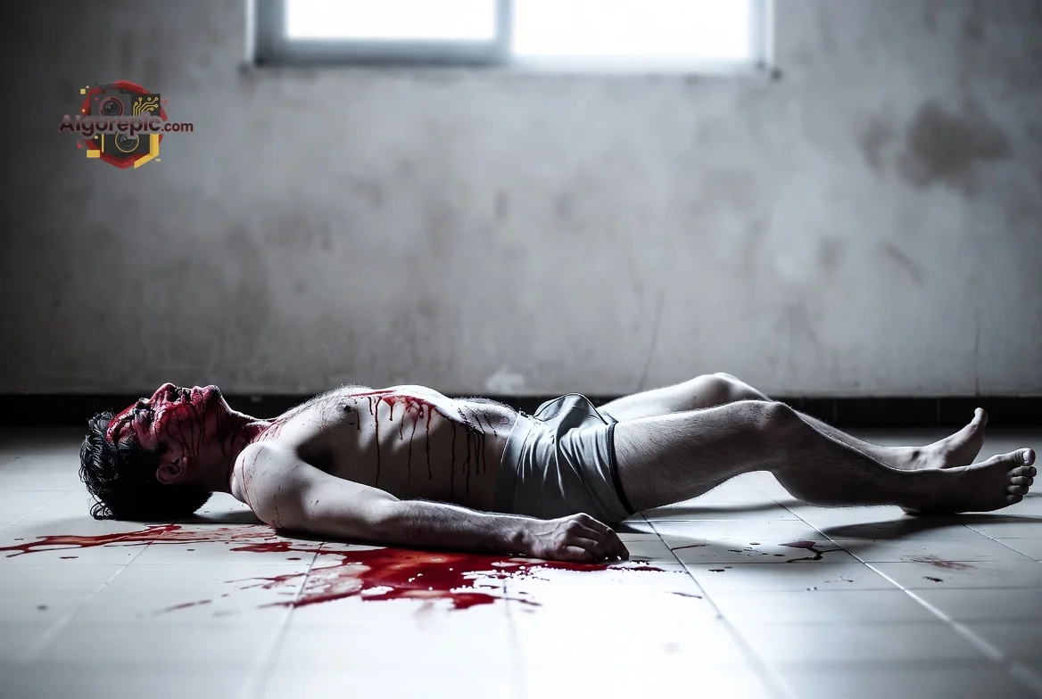 Man Lying in Blood - AI Generated Horror
