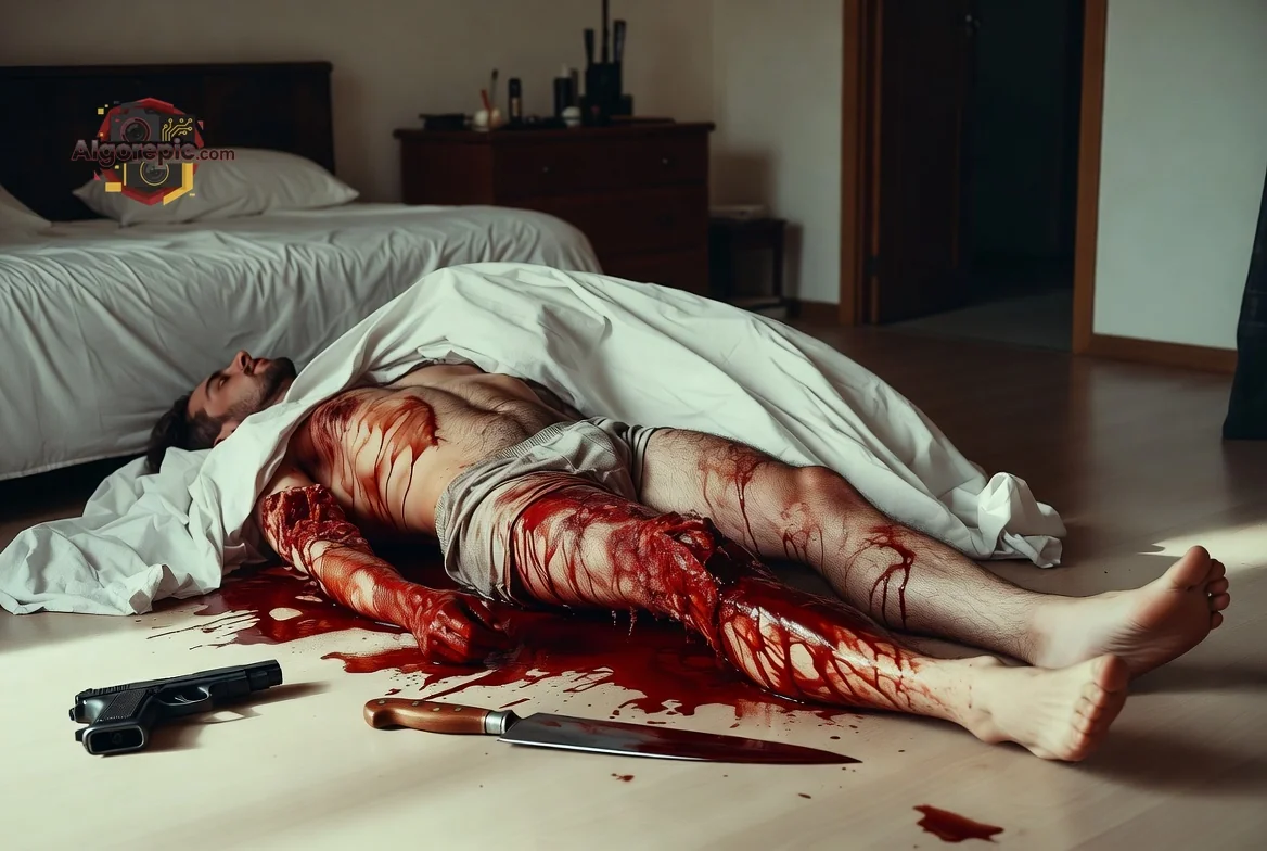 Man with Bloody Injuries - AI Generated Horror