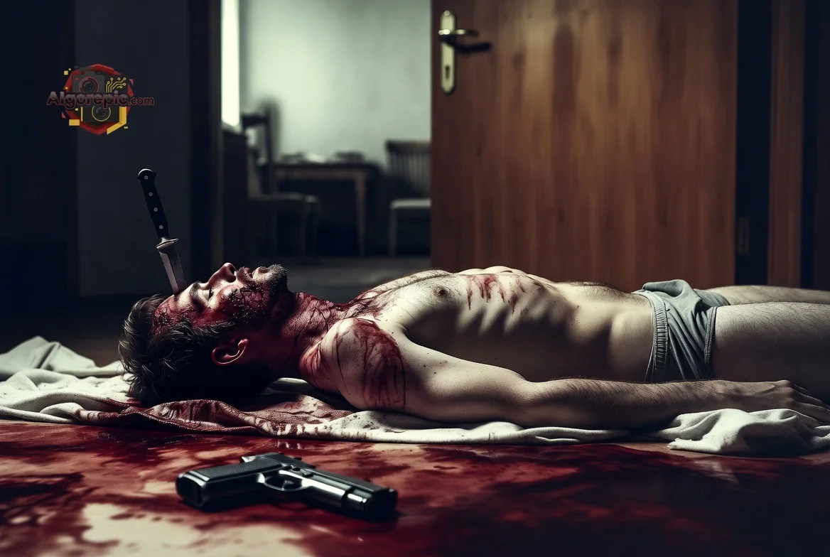 Man with Knife in Head - AI Generated Horror