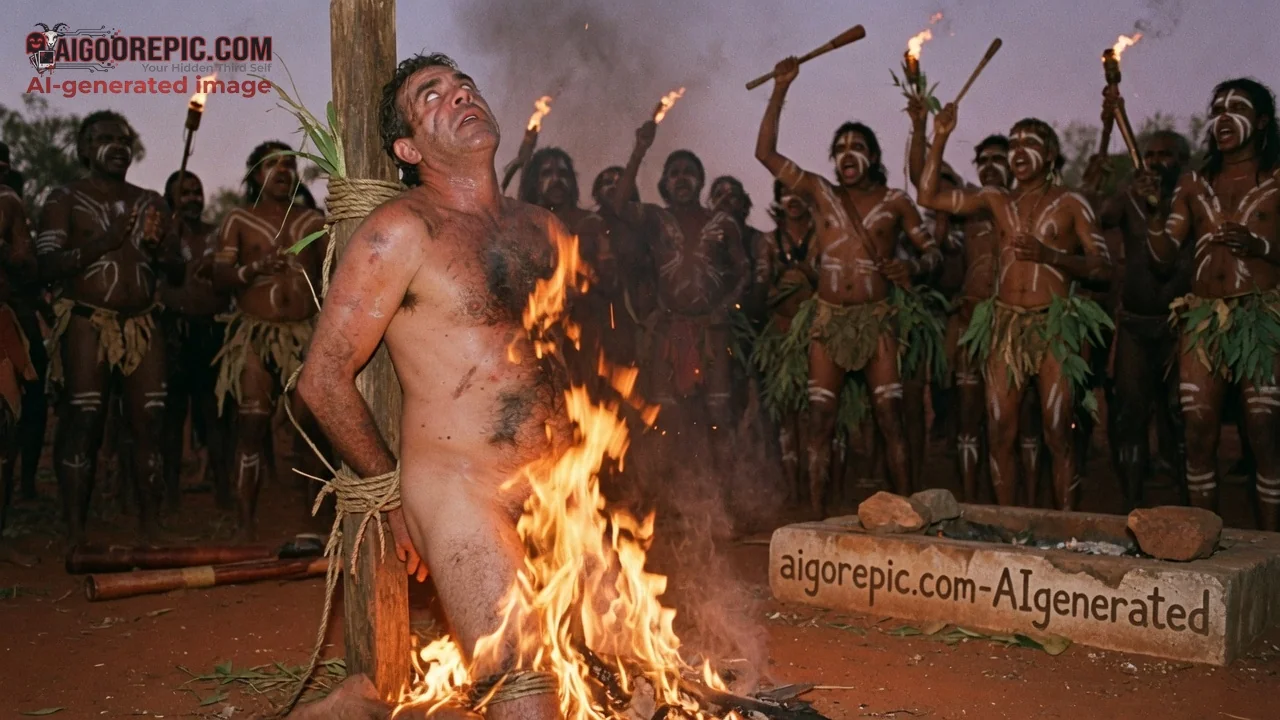 Tribal Burning Sacrifice Ritual - AI Generated Horror