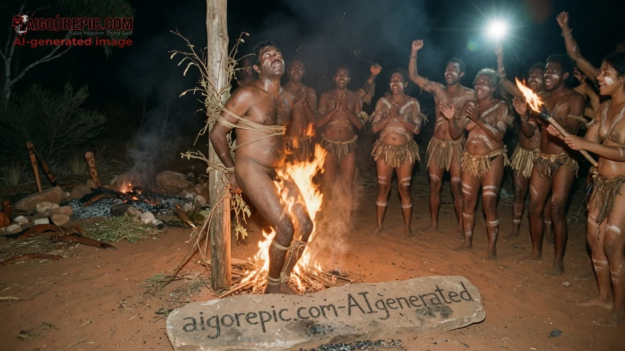 Tribal Fire Sacrifice Ritual - AI Generated Horror
