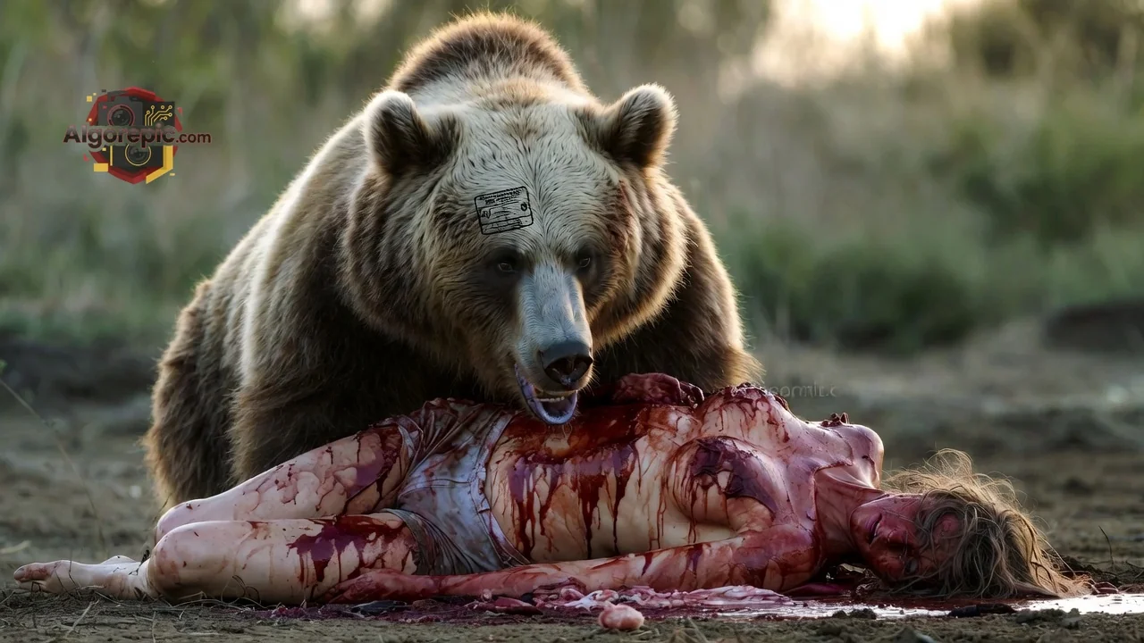 Bear Attacking Human - AI Generated Horror