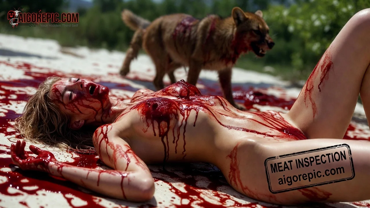 Bloody Scene with Wolf - AI Generated Horror