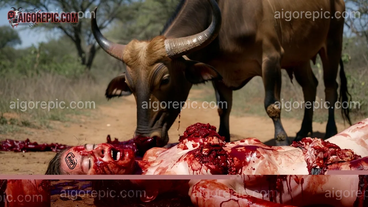 Bull and Bloody Scene - AI Generated Horror