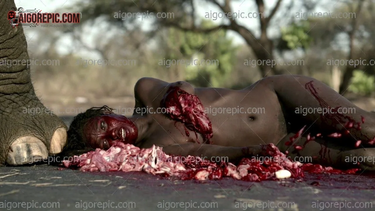 Elephant and Human Tragedy - AI Generated Horror