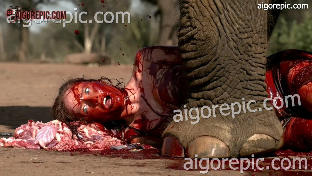 Elephant Trampling Scene - AI Generated Horror
