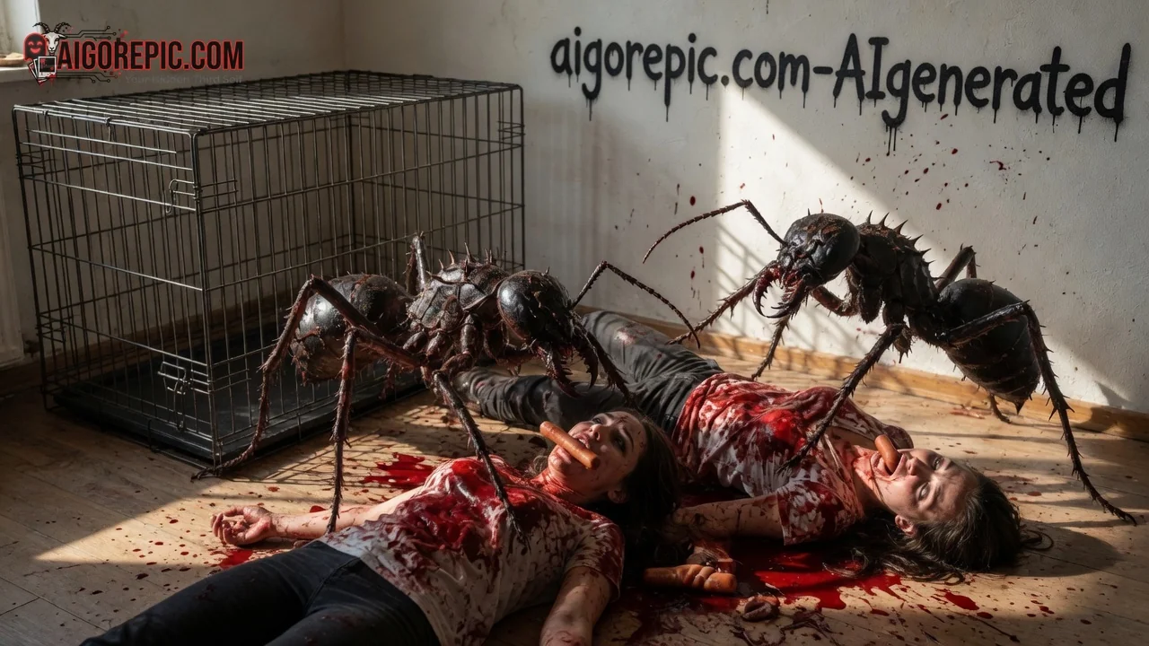 Giant Ants Attack Bloodied Women - AI Generated Horror