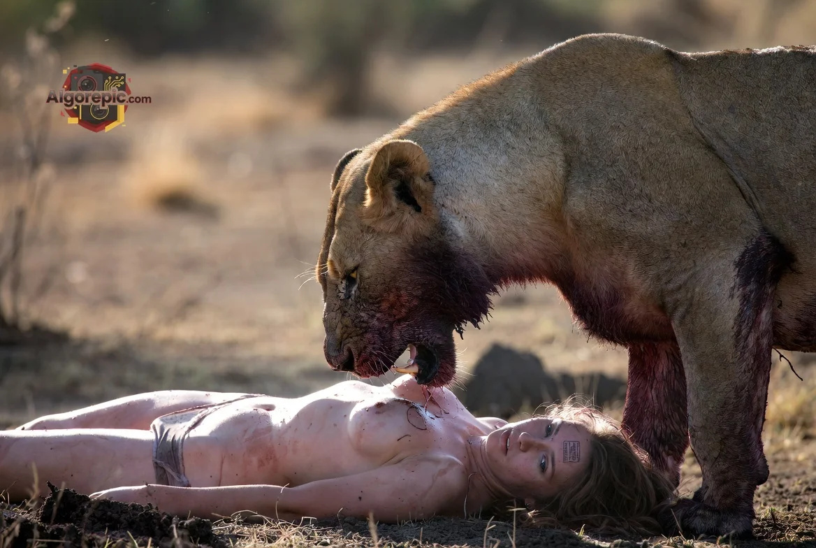 Lion and Human Encounter - AI Generated Horror